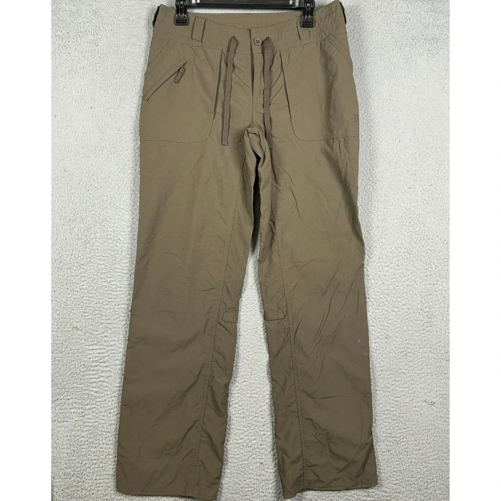 The North Face Pants Womens 8 Brown Hiking Outdoor Drawstring Straight Leg Logo